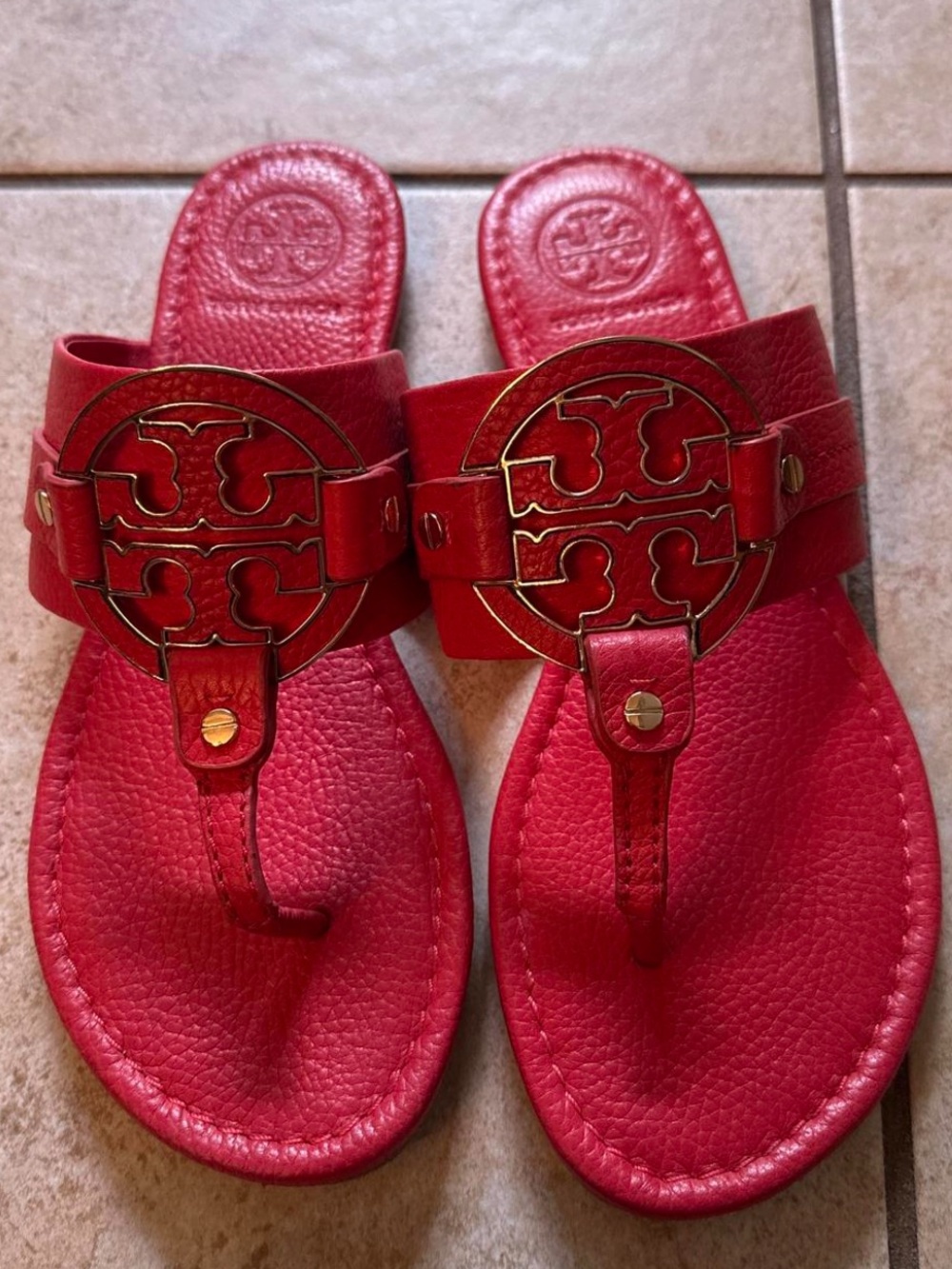 Tory Burch Red Logo Thong Sandals